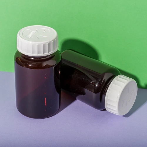 PET plastic amber 225cc capsule bottle - 1