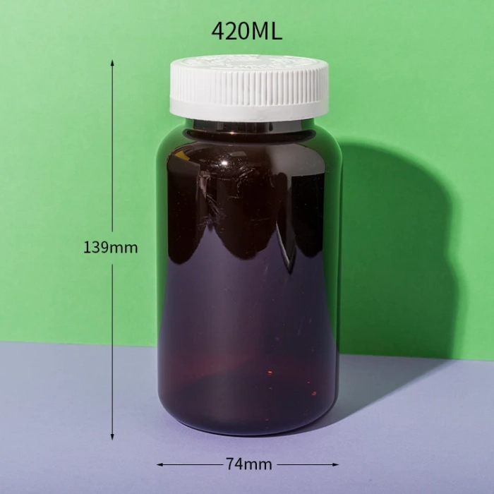 PET plastic amber 420cc supplement bottle - 2