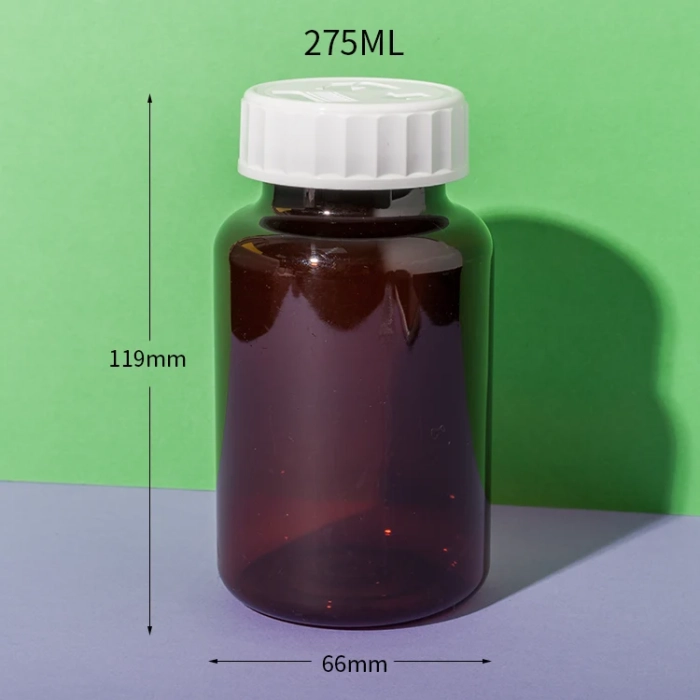 PET plastic amber vitamin pill bottle 275cc - 1