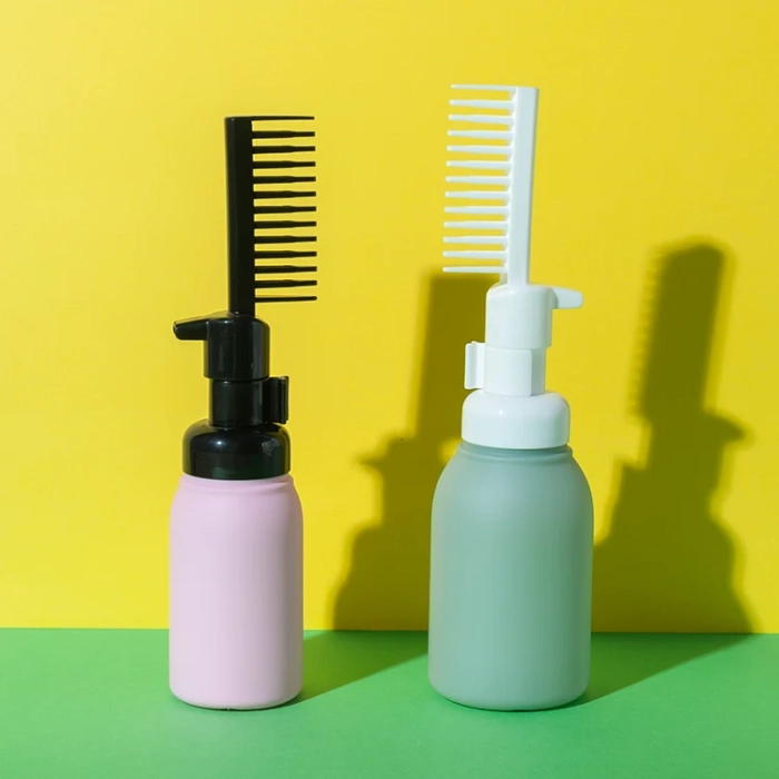 hdpe soft-touch foam hair dye bottle with comb - 1