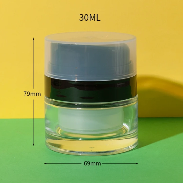 refillable glass airless pump jar 30ml - 1