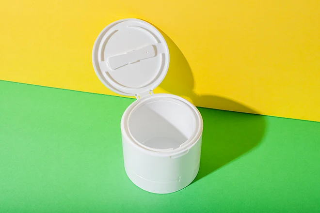 white flip top refillable cosmetic jar - 3