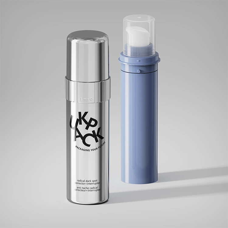 silver refillable airless cosmetic bottle 50ml - UKA504